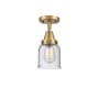 Innovations Lighting Bell 5" Wide Semi-Flush Ceiling Fixture with Bell Shade Brushed Brass / Seedy