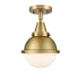 Innovations Lighting Hampden 7" Wide Semi-Flush Globe Ceiling Fixture Brushed Brass / Matte White