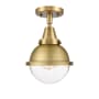 Innovations Lighting Hampden 7" Wide Semi-Flush Globe Ceiling Fixture Brushed Brass / Clear