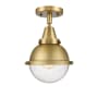 Innovations Lighting Hampden 7" Wide Semi-Flush Globe Ceiling Fixture Brushed Brass / Seedy