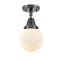 Innovations Lighting Beacon 6" Wide Semi-Flush Globe Ceiling Fixture Matte Black / Matte White