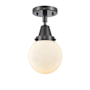 Innovations Lighting Beacon 6" Wide Semi-Flush Globe Ceiling Fixture Matte Black / Matte White