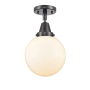 Innovations Lighting Beacon 8" Wide Semi-Flush Globe Ceiling Fixture Matte Black / Matte White