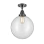 Innovations Lighting Beacon 12" Wide Semi-Flush Ceiling Fixture Matte Black / Clear