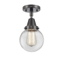 Innovations Lighting Beacon 6" Wide Semi-Flush Globe Ceiling Fixture Matte Black / Clear