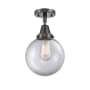 Innovations Lighting Beacon 8" Wide Semi-Flush Globe Ceiling Fixture Matte Black / Clear