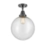 Innovations Lighting Beacon 12" Wide Semi-Flush Ceiling Fixture Matte Black / Seedy