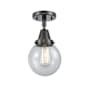 Innovations Lighting Beacon 6" Wide Semi-Flush Globe Ceiling Fixture Matte Black / Seedy