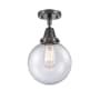 Innovations Lighting Beacon 8" Wide Semi-Flush Globe Ceiling Fixture Matte Black / Seedy