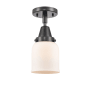 Innovations Lighting Bell 5" Wide Semi-Flush Ceiling Fixture with Bell Shade Matte Black / Matte White