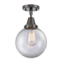 Innovations Lighting Beacon 8" Wide Semi-Flush Globe Ceiling Fixture Oil Rubbed Bronze / Clear