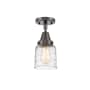 Innovations Lighting Bell 5" Wide Semi-Flush Ceiling Fixture with Bell Shade Oil Rubbed Bronze / Deco Swirl