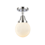 Innovations Lighting Beacon 6" Wide Semi-Flush Globe Ceiling Fixture Polished Chrome / Matte White