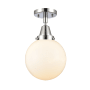Innovations Lighting Beacon 8" Wide Semi-Flush Globe Ceiling Fixture Polished Chrome / Matte White