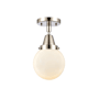 Innovations Lighting Beacon 6" Wide Semi-Flush Globe Ceiling Fixture Polished Nickel / Matte White