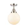 Innovations Lighting Beacon 8" Wide Semi-Flush Globe Ceiling Fixture Polished Nickel / Matte White
