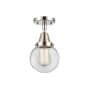 Innovations Lighting Beacon 6" Wide Semi-Flush Globe Ceiling Fixture Polished Nickel / Clear