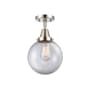 Innovations Lighting Beacon 8" Wide Semi-Flush Globe Ceiling Fixture Polished Nickel / Clear