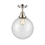 Innovations Lighting Beacon 10" Wide Semi-Flush Ceiling Fixture Polished Nickel / Seedy