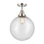 Innovations Lighting Beacon 12" Wide Semi-Flush Ceiling Fixture Polished Nickel / Seedy