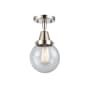 Innovations Lighting Beacon 6" Wide Semi-Flush Globe Ceiling Fixture Polished Nickel / Seedy