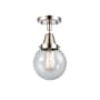 Innovations Lighting Beacon 6" Wide Semi-Flush Globe Ceiling Fixture Polished Nickel / Seedy