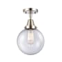 Innovations Lighting Beacon 8" Wide Semi-Flush Globe Ceiling Fixture Polished Nickel / Seedy