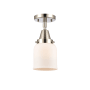 Innovations Lighting Bell 5" Wide Semi-Flush Ceiling Fixture with Bell Shade Polished Nickel / Matte White
