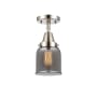 Innovations Lighting Bell 5" Wide Semi-Flush Ceiling Fixture with Bell Shade Polished Nickel / Plated Smoke