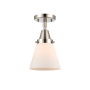 Innovations Lighting Cone 7" Wide Semi-Flush Ceiling Fixture with Shade Polished Nickel / Matte White