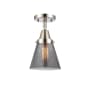 Innovations Lighting Cone 7" Wide Semi-Flush Ceiling Fixture with Shade Polished Nickel / Plated Smoke