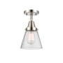 Innovations Lighting Cone 7" Wide Semi-Flush Ceiling Fixture with Shade Polished Nickel / Seedy