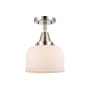 Innovations Lighting Bell 8" Wide Semi-Flush Ceiling Fixture with Shade Polished Nickel / Matte White