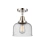 Innovations Lighting Bell 8" Wide Semi-Flush Ceiling Fixture with Shade Polished Nickel / Seedy