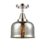 Innovations Lighting Bell 8" Wide Semi-Flush Ceiling Fixture with Shade Polished Nickel / Silver Plated Mercury