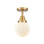 Innovations Lighting Beacon 6" Wide Semi-Flush Globe Ceiling Fixture Satin Gold / Matte White