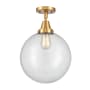 Innovations Lighting Beacon 12" Wide Semi-Flush Ceiling Fixture Satin Gold / Clear