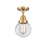 Innovations Lighting Beacon 6" Wide Semi-Flush Globe Ceiling Fixture Satin Gold / Clear