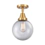 Innovations Lighting Beacon 8" Wide Semi-Flush Globe Ceiling Fixture Satin Gold / Clear