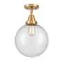 Innovations Lighting Beacon 10" Wide Semi-Flush Ceiling Fixture Satin Gold / Seedy