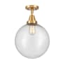 Innovations Lighting Beacon 12" Wide Semi-Flush Ceiling Fixture Satin Gold / Seedy