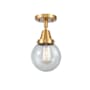 Innovations Lighting Beacon 6" Wide Semi-Flush Globe Ceiling Fixture Satin Gold / Seedy