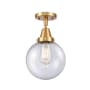 Innovations Lighting Beacon 8" Wide Semi-Flush Globe Ceiling Fixture Satin Gold / Seedy