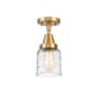 Innovations Lighting Bell 5" Wide Semi-Flush Ceiling Fixture with Bell Shade Satin Gold / Deco Swirl