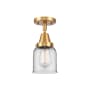 Innovations Lighting Bell 5" Wide Semi-Flush Ceiling Fixture with Bell Shade Satin Gold / Clear