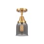 Innovations Lighting Bell 5" Wide Semi-Flush Ceiling Fixture with Bell Shade Satin Gold / Plated Smoke