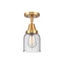 Innovations Lighting Bell 5" Wide Semi-Flush Ceiling Fixture with Bell Shade Satin Gold / Seedy