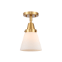 Innovations Lighting Cone 7" Wide Semi-Flush Ceiling Fixture with Shade Satin Gold / Matte White