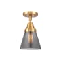 Innovations Lighting Cone 7" Wide Semi-Flush Ceiling Fixture with Shade Satin Gold / Plated Smoke