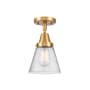 Innovations Lighting Cone 7" Wide Semi-Flush Ceiling Fixture with Shade Satin Gold / Seedy
